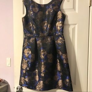 Blue and gold cocktail dress
